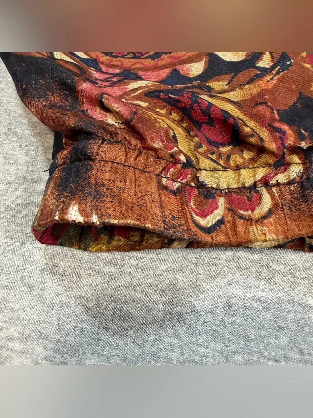VTG 90s EVR Div Rousso 100% Silk Bomber Jacket All Print Small Paisley Leaf Fall